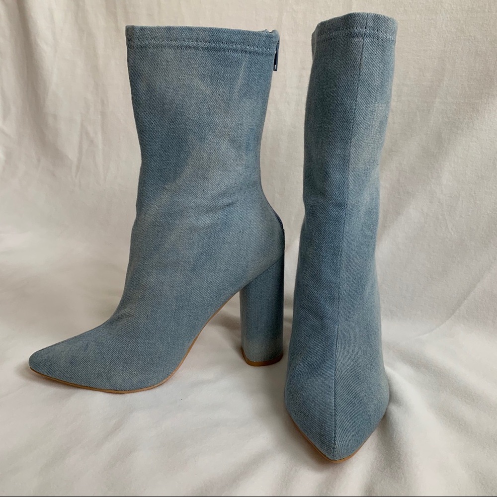 super cute denim heeled booties from Fashionnova